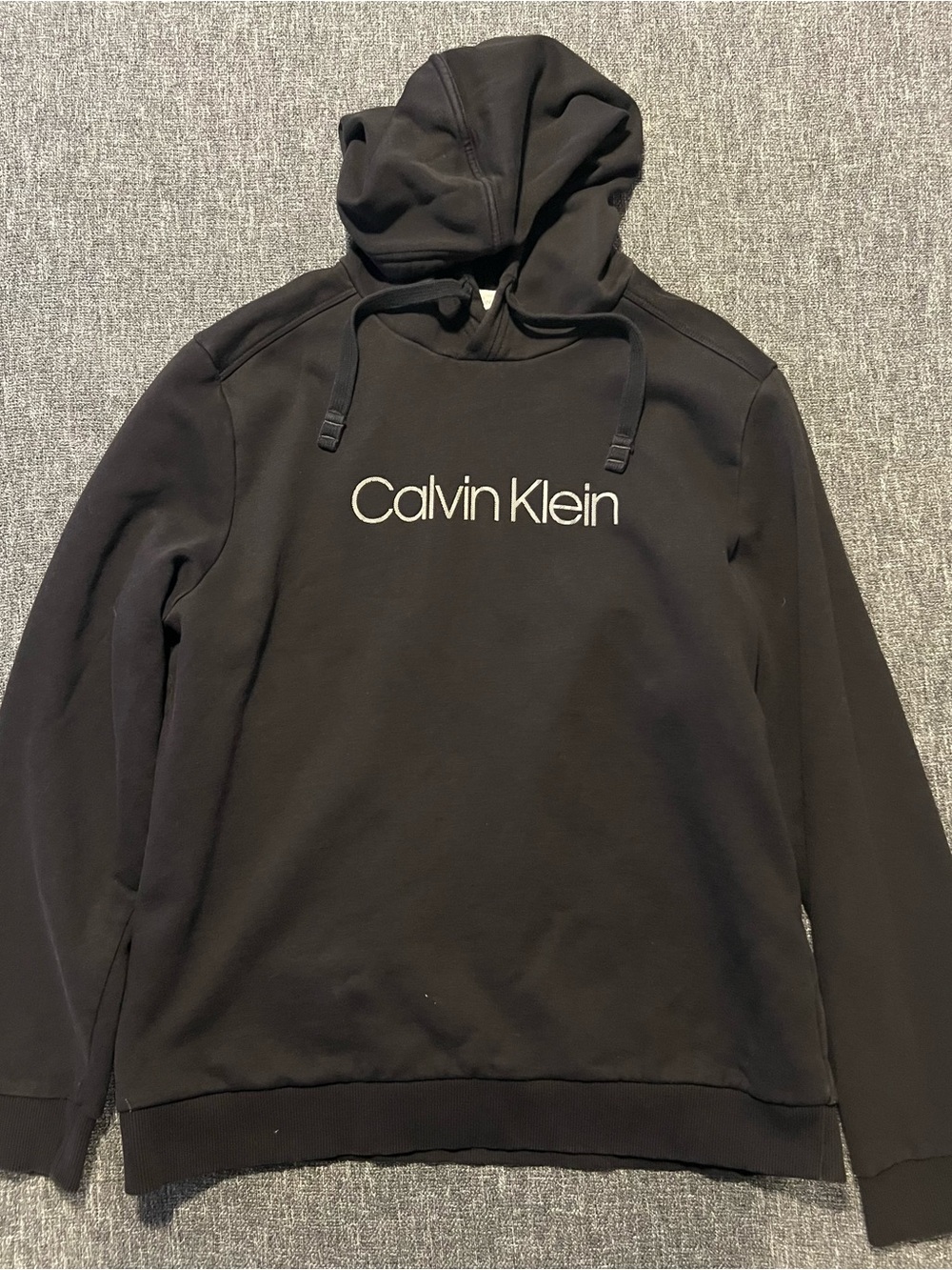 Calvin Klein Men's Black Pullover Hoodie with White Logo